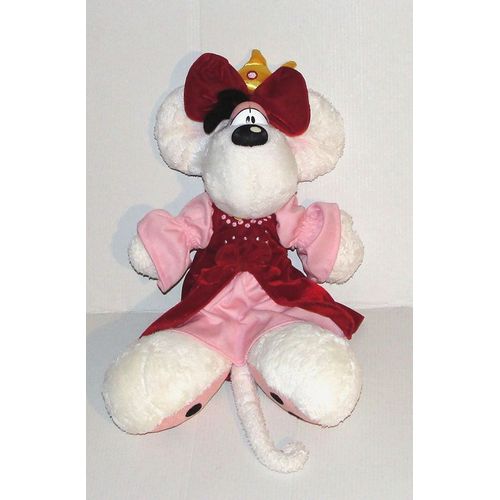 Peluche Diddl Princesse Reine Couronne Doré Depesche - Doudou Souris Diddlina Robe Rose Bordeau