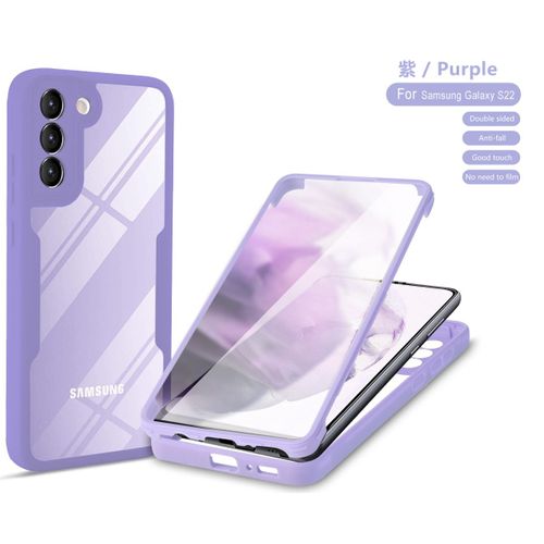 Coque pour Samsung Galaxy S22,360° Protection Case Robuste Double Face Bumper Transparent Etui Intégrale Coque pour Samsung Galaxy S22,Antichoc ,Anti-Rayures Housse,Violet