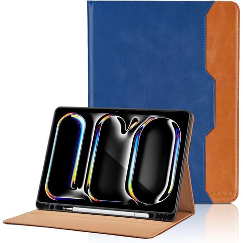 LORANKA-Coque Compatible avec iPad Pro M5 2025 11 Pouces/iPad Pro 11 Pouces M5/M4 2025/2024 Étui Cover en PU Tablette avec Poche et Porte-Stylo, Flip Portefeuille Housse avec Fonction Support (Bleu)