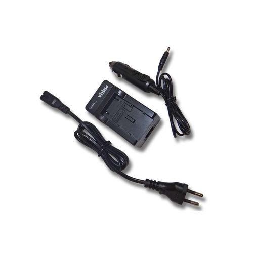 vhbw Chargeur compatible avec Sony caméscope FDR-AX53, FDR-AX53E caméra caméscope action-cam + câble de voiture + témoin de charge 4,2 V