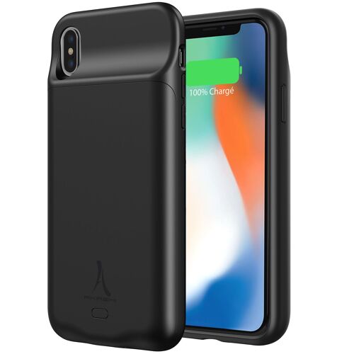 Coque iPhone X / XS Protection Rigide 2 en 1 Batterie 3500mAh Akashi Noir
