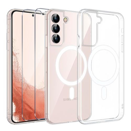 Coque Magnétique Pour Samsung Galaxy S22 Plus/S22 +, Compatible Avec Magsafe ,Avec 2 Vitre Verres Trempés Transparent -Hqselection®