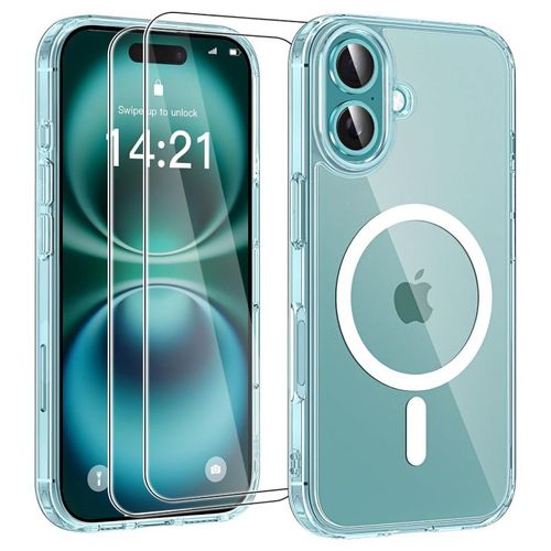Coque Magnétique Pour Iphone 16 Plus 6,7 Pouces + 2 Vitre Verres Trempés ,Compatible Avec Magsafe,Transparent - Hqselection®