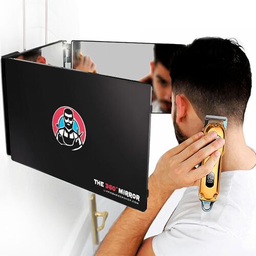 Ulteronixshop-Miroir 360 Degrés Pour Se Couper Les Cheveux - Hauteur Réglable Avec Crochets - Miroir 3 Faces Pliable - Miroi De Barbier - Miror Coiffure Homme - Miroi Triptyque Barber (I Sans Led I)