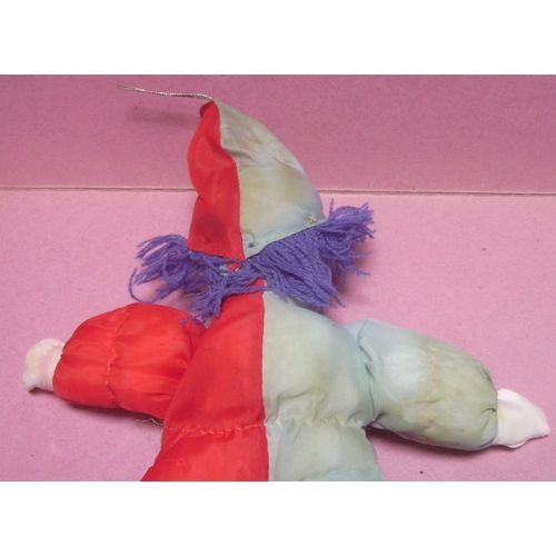 Figurine Peluche Clown Bleu Et Rouge - 22 / 25 Cm