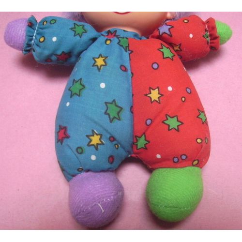 Figurine Peluche Clown Tenue Étoilée Bleu Et Rouge - 19 / 24 Cm - C.P