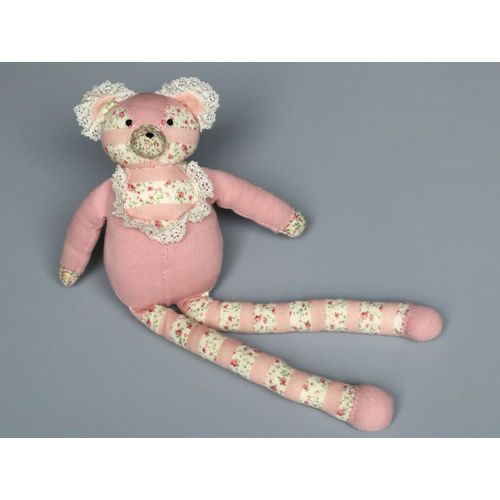 Doudou Ours Rose Fleurs Dentelle Violette Janvier Petit Bateau