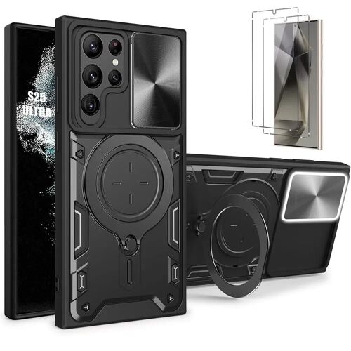 Coque + 2 Verres Trempés pour Samsung Galaxy S25 Ultra, Coque avec Protection Caméra - Noir - E.F.Connection