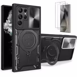 Coque + 2 Verres Trempés pour Samsung Galaxy S25 Ultra, Coque avec Protection Caméra - Noir - E.F.Connection