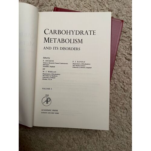 Carbohydrate Metabolism - Lot De 2 Livres