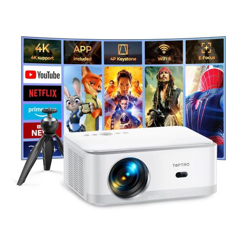Vidéoprojecteur portable TOPTRO X6, Full HD 1080P, 23000 Lumens, Android 9.0, Bluetooth, Home Cinéma