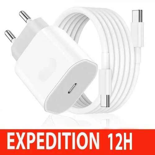 Chargeur USB C Rapide for iPhone 16/16 Pro/16 Pro Max/16 Plus/15 Pro/15 Pro Max/15 Plus, 25W Type C Prise Adaptateur et 2M Cable Mur