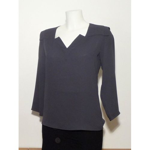 Top/ Tee Shirt Bleu Marine À Encolure En V- Taille 1- Aridza Bross-