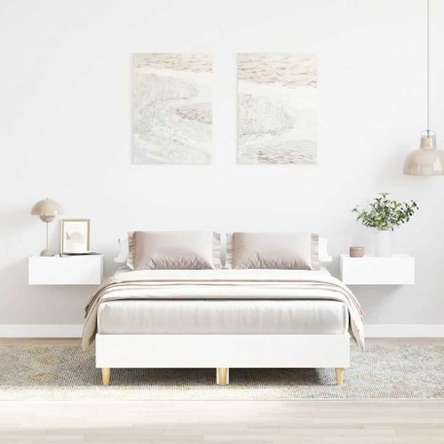 Vidaxl Cadre De Lit Sans Matelas Blanc 140x190 Cm Bois D'ingénierie