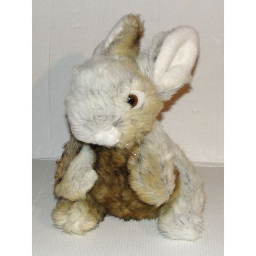 Peluche Lapin Nounours Gris Marron Blanc Doudou 21 Cm