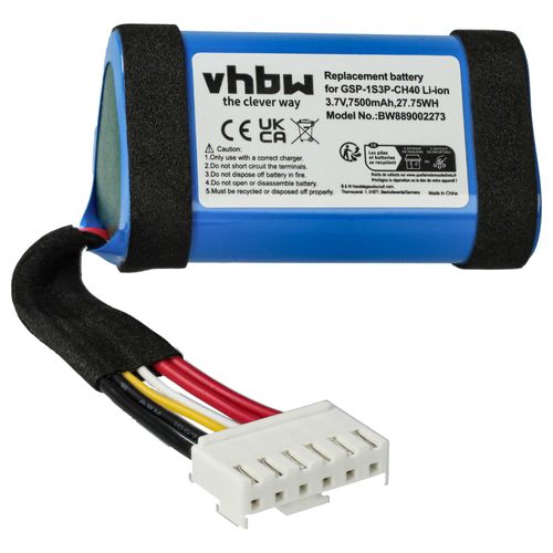 vhbw 1x Batterie compatible avec JBL Charge 5, Charge Essential 2 haut-parleurs, enceintes portatives (7500mAh, 3,7V, Li-ion)