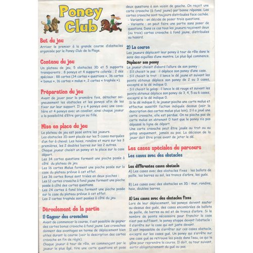Notice Règle Du Jeu Pour Poney Club