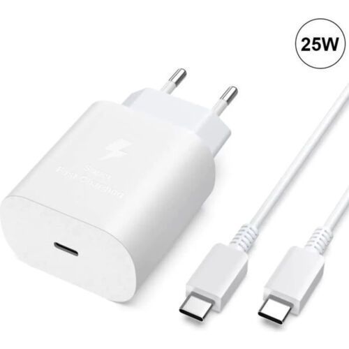 Pack Chargeur 25W Blanc Type-C + Câble Type-C pour Samsung Galaxy A25 A15 A05 A05s A35 A55