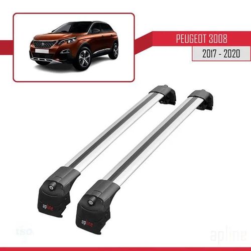 Barres De Toit - Ace-2 - Peugeot 3008 - Aluminium - Gris - Charge Utile 300 Kg