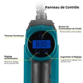 Gonfleur Sans Fil 18v Compresseur Avec 3 Soupapes - Avec 2 Batterie Et 1 Chargeur