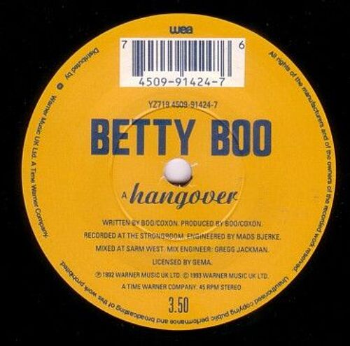 Betty Boo "Hangover" (45t - Ed Ltd)