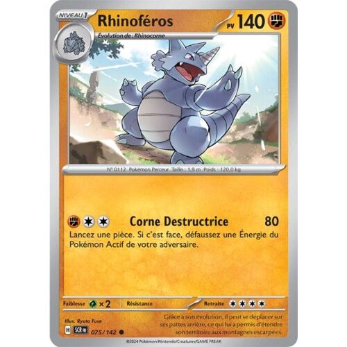Carte Pokémon - Rhinoféros - 075/142 - Ev7 Couronne Stellaire
