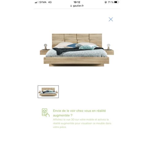 Lit Gaulthier 200x200 En Chêne Massif, Très Très Bon État