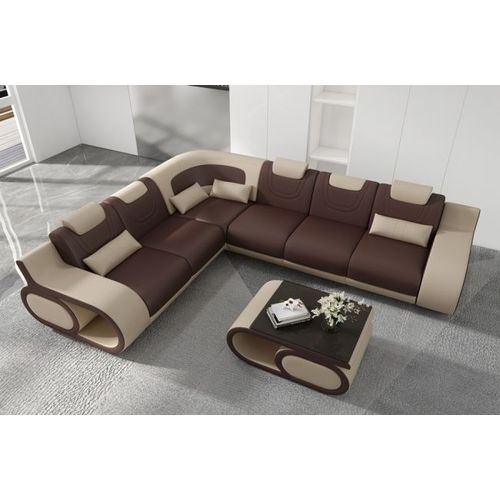 Canapé D'angle En Cuir 7 Places , Angle Gauche
