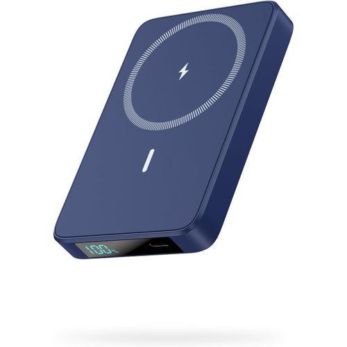 Batterie Externe Magnétique Sans Fil 10800mah,Pd 20w Charge Rapide Power Bank Avec Usb-C Entrée & Sortie Écran Led Chargeur Portable Compatible Avec Magsafe,Iphone 16/15/14/13 Serie-Bleu