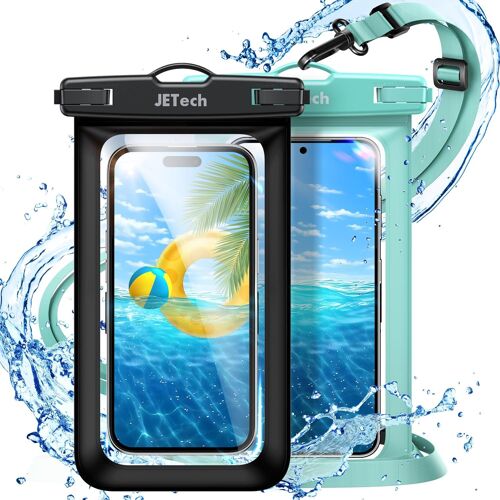 LORANKA-Pochette Étanche pour Téléphone, Lot de 2 Coque pour iPhone 17 16e 16 15 14 13 Air Pro Max Plus, Galaxy S25 S24 Ultra, Pixel 10 Série et Autres Jusqu'à 7,2 Pouces, avec Lanière (Noir+Vert)