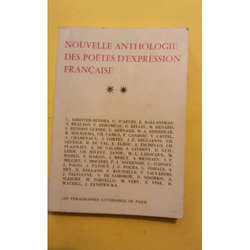 Nouvelle Anthologie Des Poètes D'expression Française