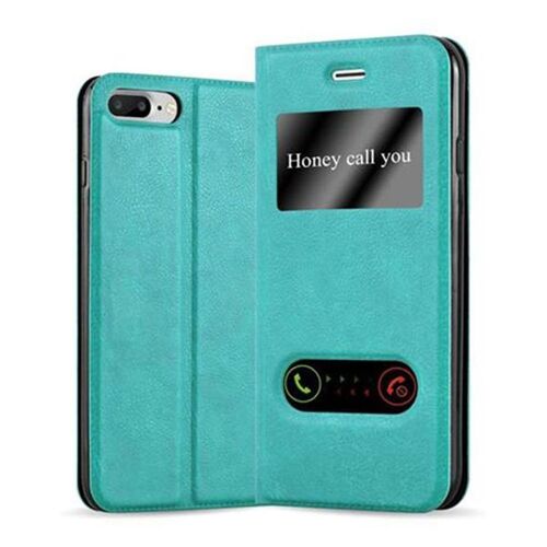 Cadorabo Housse compatible avec Apple iPhone 7 PLUS / 7S PLUS / 8 PLUS en TURQUOISE MENTHE - Étui de protection avec fermeture magnétique, fonction de support et 2 fenêtres de visualisation
