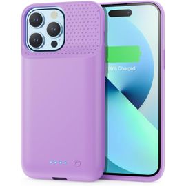 Coque Batterie pour iPhone 12 Pro Max/13 Pro Max/14 Pro Max/14 Plus, [8600mAh] Batterie Externe Rechargeable,Puissante Chargeur Portable Boitier d'Extension Batterie L'étui pour iPhone-Rose