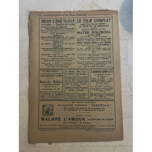 Le Film Complet Du Jeudi N°273 - 5e Année - Septembre 1926 - Ponjola -