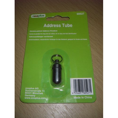 Pendentif Porte Adresse Chromé Pour Chien Et Chat À Accrocher Au Collier Pour Une Identification Rapide, Adaptée Pour Les Chiens Et Les Chats. Etanche, Avec Une Fermeture À Vis. 3,6 Cm.