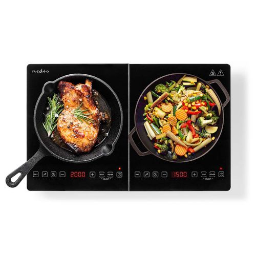 Nedis - Plaque à induction 2 foyer - sécurité enfants - 3500 w - noir kaip124cbk2