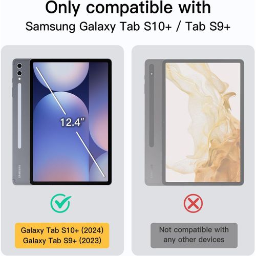 Coque Pour Samsung Galaxy Tab S10 Plus/Tab S9 Plus 12,4 Pouces Avec S Pen Porte-Stylet, Tablette Étui Housse De Protection En Tpu Souple À Trois Volets Support (Blanc)