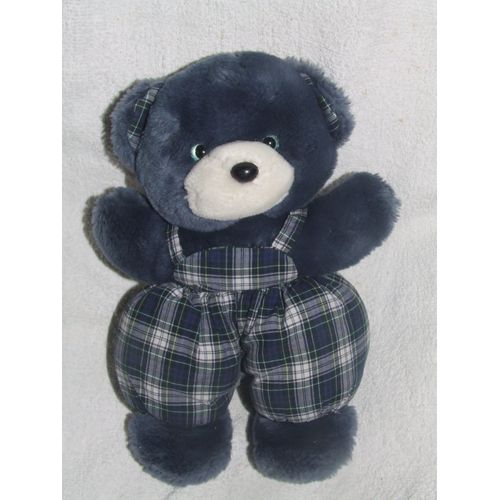 Ours Nounours Bleu Marine Carreaux Raye Salopette