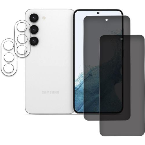 2 Pièces Verre Trempé Anti-Espion Pour Samsung Galaxy S23 Fe Avec 2 Pièces Protection D'objectif De Caméra, 9h Film Protection Écran, Sans Bulles, Film Protecteur Vitre