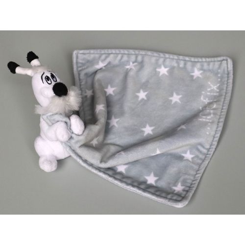 Doudou Chien Idéfix Blanc Mouchoir Gris Étoiles Parc Astérix