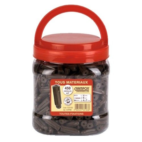 Chevilles universelles polypropylène Crampon en bidon - Diamètre 8 mm - B190 GLODIS