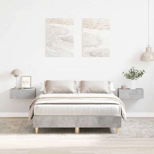 Vidaxl Cadre De Lit Sans Matelas Gris Béton 140x190 Cm Bois Ingénierie