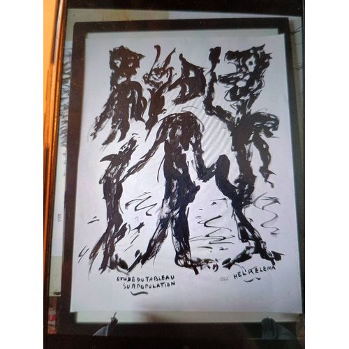 Dessin Encre Par L Artiste Helr Elena Série Sale Époque Oeuvre Originale Signée Et Cachet De L Artiste 50x65