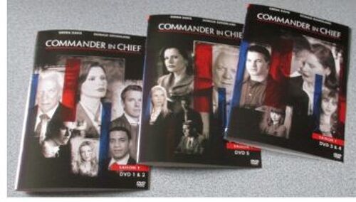 Jaquettes Papier Originales Format Dvd De La Série Commander In Chief Avec Geena Davis/Donald Sutherland - Avec Résumé Des Épisodes - Fonds Noir/Rouge/Bleu/Blanc