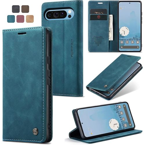 Kalanka-Coque Google Pixel 9 Pro Xl/10 Pro Xl Housse Antichoc En Cuir Pu Premium Fentes Cartes Etui Pochette De Portefeuille Avec Fonction Support Case ? Rabat Pour Pixel 9 Pro Xl/10 Pro Xl- Bleu Ver