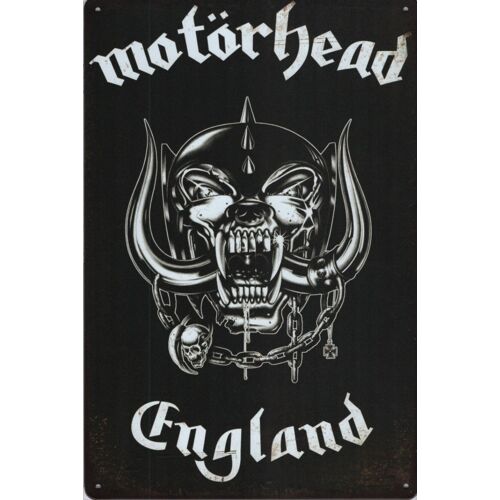 Plaque Décorative Motorhead England Noire Blanche 30x20cm Tole