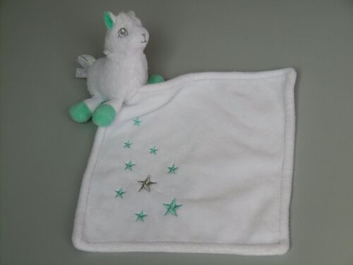 Doudou Lama Mouchoir Blanc Vert Étoiles Tom Et Zoé Babou