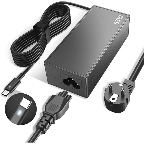 65W 45W USB C Chargeur Ordinateur Portable Type C pour Lenovo ThinkPad T480 T580 E480 Yoga Chromebook, Dell Latitude XPS,HP Spectre,ASUS,Acer 20V 3.25A Adaptateur Alimentation