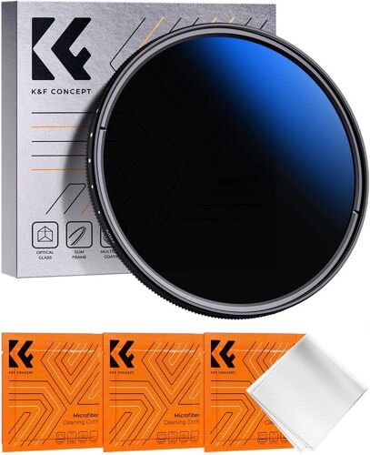 Variable ND Filter 67mm Neutral Density ND2-ND400 with Coating and 3 Cleaning Cloths for DSLR Camera Lens