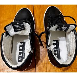 Baskets Homme Golden Goose Slide En Cuir Noir Taille 43